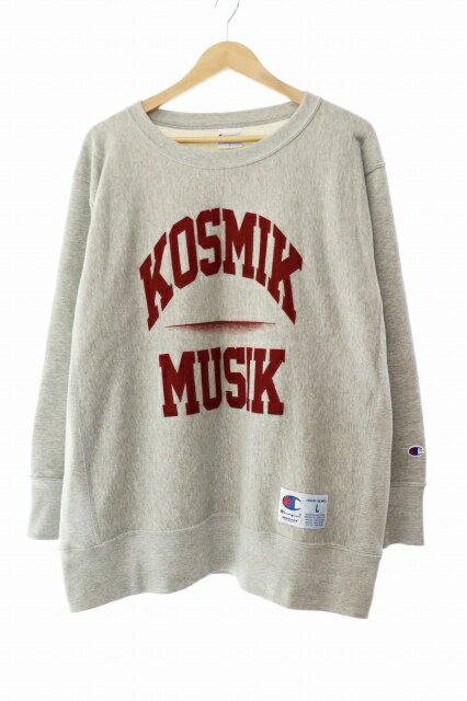 【中古】アンダーカバー UNDERCOVER ×CHAMPION チャンピオン REVERSE WEAVE 25SS KOSMIK MUSIK コズミック ミュージック 刺繍 リバース ウィーブ スウェット トレーナー C8-B009 L 灰 グレー ブランド古着ベクトル 中古260207 メンズ