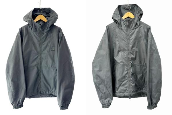 【中古】ルイヴィトン LOUIS VUITTON 24SS ダミエ リバーシブル ナイロン エンボス レザー パッチ ウインドブレーカー ジャケット 1AFYAA 52 グレー ブランド古着ベクトル 中古260211 メンズ