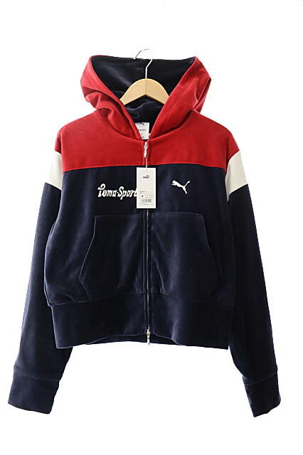 【中古】プーマ PUMA ×MASU エムエーエスユー 25AW T7 SHORT TRACK HOOD NEW NAVY ベロア ショート トラック フード ジャケット パーカー 636086 M 紺ネイビー ブランド古着ベクトル 中古●■260218 メンズ