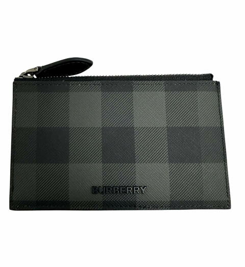 【中古】バーバリー BURBERRY CHECK ZIP CARD CASE チェック柄 ジップ カードケース コインケース フラグメントケース 8071680 ブラック グレー ブランド古着ベクトル 中古▲■260215 メンズ