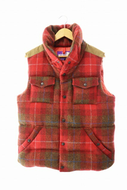 【中古】ザノースフェイス THE NORTH FACE PURPLE LABEL HARRIS TWEED PERTEX パープル レーベル ハリス ツイード パーテックス 光電子 ダウン ベスト ND2283N L 赤 レッド ブランド古着ベクトル 中古260216 メンズ