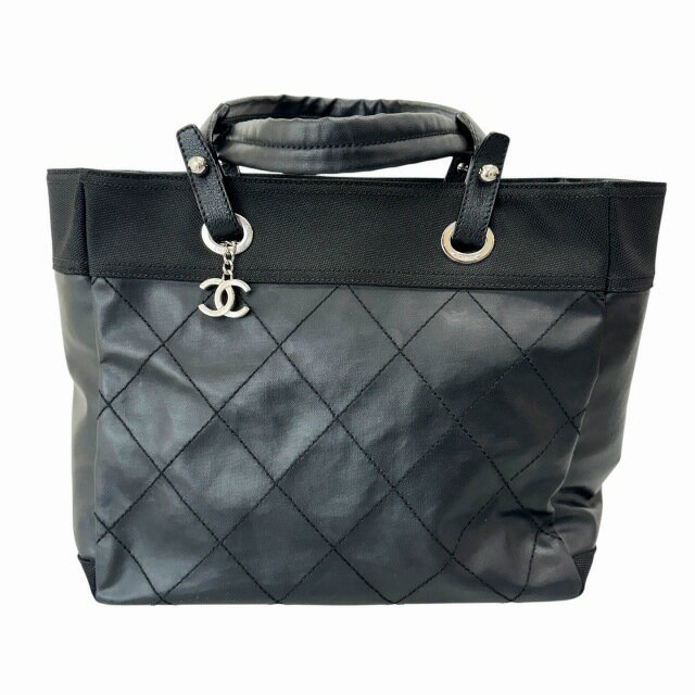 Rakuten - 【中古】シャネル CHANEL パリビアリッツ MM ココマーク チャーム トート バッグ 黒 ブラック ブランド古着ベクトル 中古☆AA★▲260310 レディース