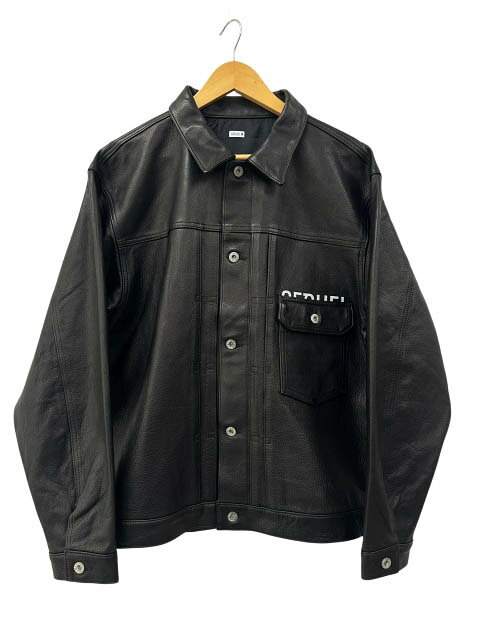 樂天商城 - 【中古】シークエル SEQUEL ×FRAGMENT フラグメント 25AW LEATHER JACKET ロゴ プリント カウ レザー 牛革 ジャケット SQ-25AW-JK-03 XL 黒ブラック ブランド古着ベクトル 中古260303 メンズ