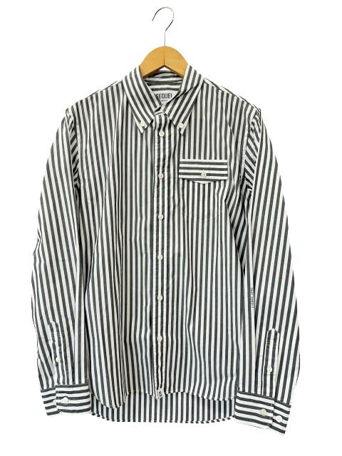 乐天商城 - 【中古】シークエル SEQUEL 2019 Stripe L/S Shirt ストライプ柄 ロングスリーブ 長袖シャツ M グレー ホワイト ブランド古着ベクトル 中古260313 メンズ
