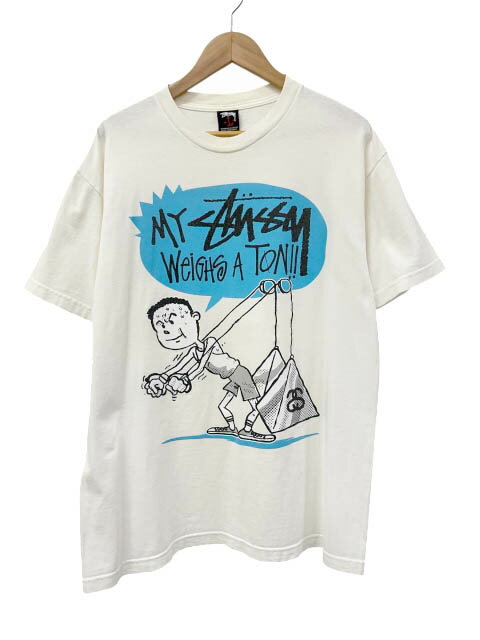 樂天商城 - 【中古】ステューシー STUSSY OLD オールド 00s MY STUSSY WEIGHTS A TON TEE ロゴ プリント 半袖 Tシャツ L 白ホワイト ブランド古着ベクトル 中古260403 メンズ