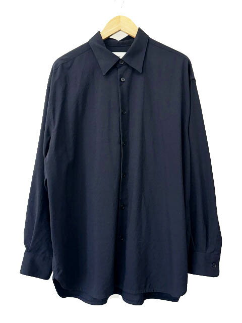 乐天商城 - 【中古】everyone エブリワン wool shirt ウール レギュラーカラー 無地 長袖 シャツ EV24-SH06 L 紺ネイビー ブランド古着ベクトル 中古260328 メンズ