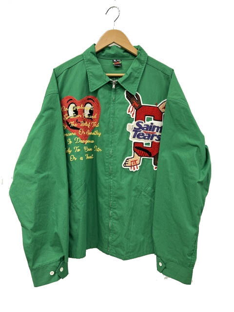 Rakuten - 【中古】セントマイケル SAINTMICHAEL ×DENIM TEARS デニムティアーズ 22SS SWING TOP ロゴ ワッペン スイング トップ ジップ ジャケット SM-S22-0000-079 XL 緑グリーン ブランド古着ベクトル 中古☆AA★260422 メンズ