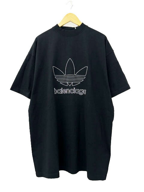 Rakuten - 【中古】バレンシアガ BALENCIAGA ×adidas アディダス 23SS Trefoil Logo embroidery Tee トレフォイル ロゴ刺繍 オーバーサイズ 半袖Tシャツ 723976 TNVN8 2 黒ブラック ブランド古着ベクトル 中古☆AA★■260427 メンズ