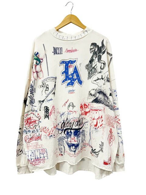 Rakuten - 【中古】セントマイケル SAINTMICHAEL ×BORN X RAISED ボーンレイズド 24SS BR_LS TEE/LA 総柄 ペイント ロングスリーブ 長袖Tシャツ ロンT SM-YS8-0000-C10 OS 白ホワイト ブランド古着ベクトル 中古☆AA★260526 メンズ