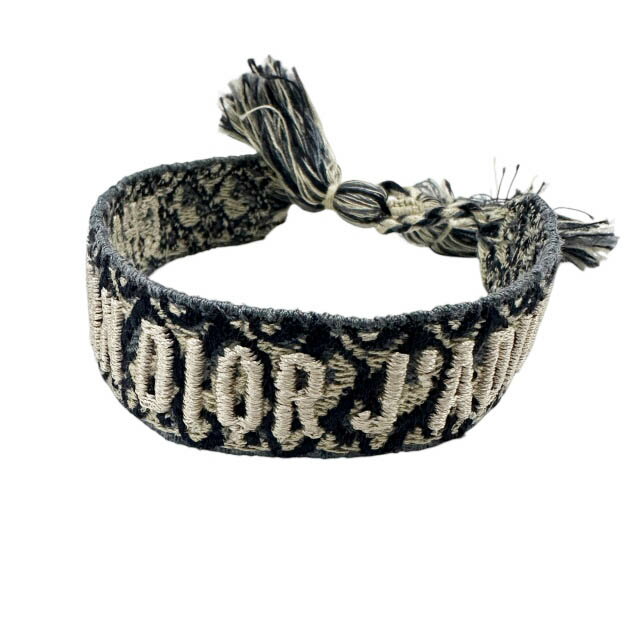 Rakuten - 【中古】ディオール Dior ディオール オブリーク ロゴ刺繍 ミサンガ ブレスレット 紺ネイビー ブランド古着ベクトル 中古☆AA★▲260522 レディース