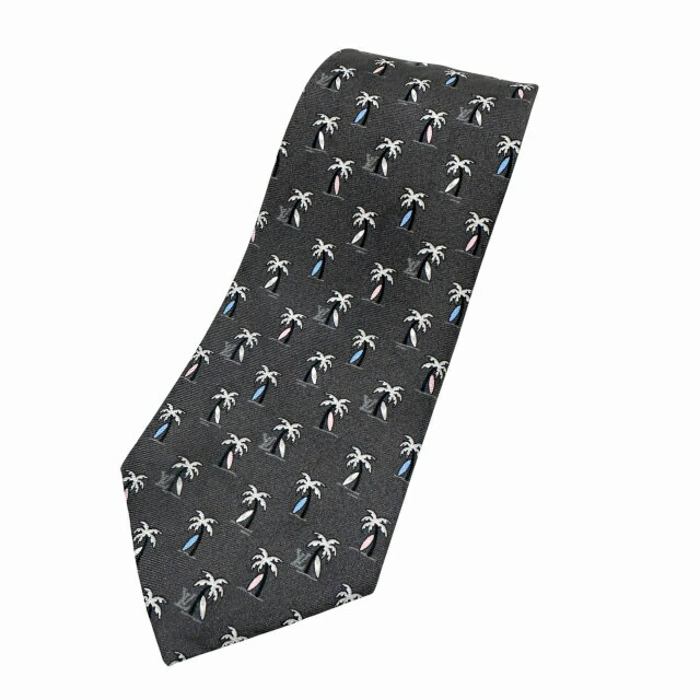 Rakuten - 【中古】ルイヴィトン LOUIS VUITTON ヤシの木柄 ネクタイ パームツリーズ M71735 アントラシット グレー ブランド古着ベクトル 中古▲■260522 メンズ