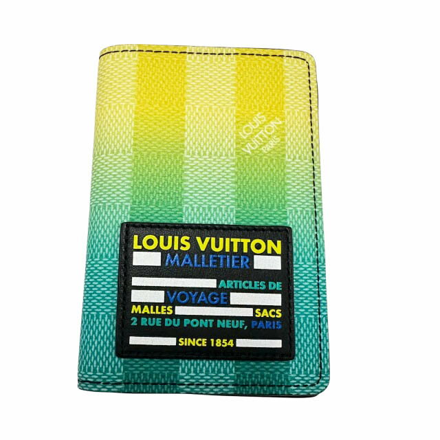 Rakuten - 【中古】ルイヴィトン LOUIS VUITTON ダミエ ストライプ オーガナイザードゥポッシュ カードケース 名刺入れ M81320 グリーン イエロー ブランド古着ベクトル 中古☆AA★▲■260522 メンズ