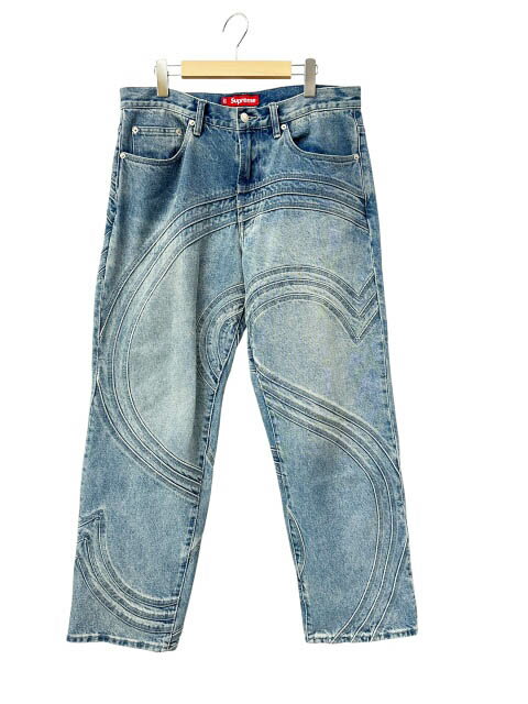 シュプリーム SUPREME 24SS S Logo Loose Fit Jean Washed Blue Sロゴ ルーズ フィット ジーンズ デニム パンツ 32青ブルー ブランド古着ベクトル 中古☆AA★260520 メンズ