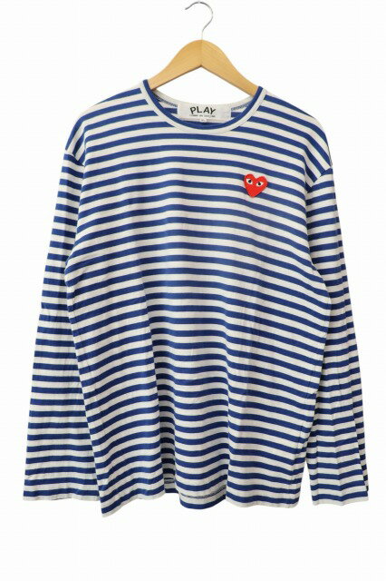 Rakuten - 【中古】プレイコムデギャルソン PLAY COMME des GARCONS Border L/S T-Shirt ボーダー 長袖 Tシャツ AZ-T164 XL 白 青 ホワイト ブルー ブランド古着ベクトル 中古 260418 メンズ