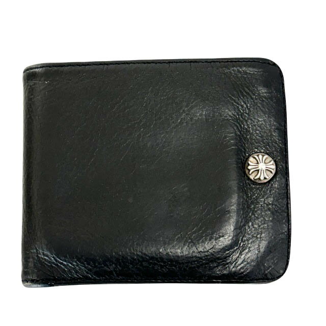 Rakuten - 【中古】クロムハーツ CHROME HEARTS 1SNAP 1スナップ クロスボール ウォレット 二つ折り 財布 黒ブラック ブランド古着ベクトル 中古☆AA★▲260524 メンズ