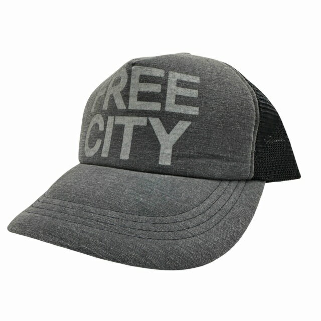 Rakuten - 【中古】FREECITY フリーシティ ロゴ プリント キャップ 帽子 グレー ブラック ブランド古着ベクトル 中古▲260514 メンズ