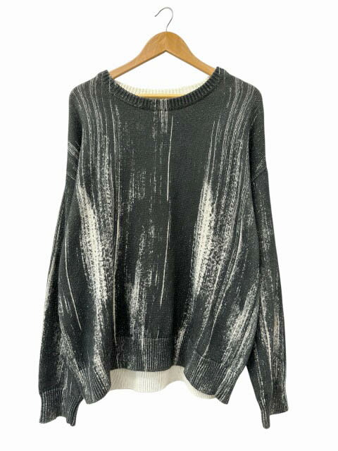 Rakuten - 【中古】YOKE ヨーク 22SS Printed Cotton Cneck Sweater プリンテッド コットン クルー セーター ニット YK22SS0347S 2 ブラック アイボリー ブランド古着ベクトル 中古260428 メンズ
