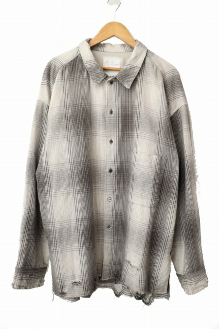 Rakuten - 【中古】ANCELLM アンセルム 23AW DAMAGED FLANNEL CHECK SHIRT ダメージ フランネル チェック 長袖 シャツ ANC-SH21 3 灰 グレー ブランド古着ベクトル 中古 260503 メンズ