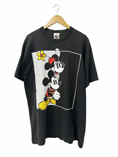 乐天商城 - 【中古】ヴィンテージ VINTAGE 90s MICKEY MOUSE & MINNIE MOUSE TEE ミッキーマウス ミニマウス プリント 半袖 Tシャツ 黒 ブラック ブランド古着ベクトル 中古260526 メンズ