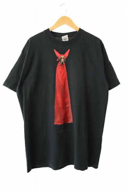 ヴィンテージ VINTAGE 90s 1995 WILLIAM WEGMAN DEVIL DOG photo T-shirt ウィリアム ウェグマン デビル ドッグ フォト 半袖 Tシャツ XL 黒 ブラック ブランド古着ベクトル 中古 260528 メンズ