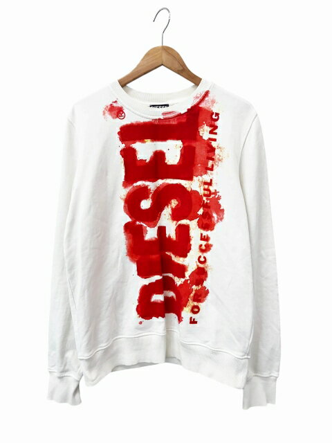 Rakuten - 【中古】ディーゼル DIESEL Sweatshirt with bleeding-effect logo ロゴ プリント 長袖 スウェット トレーナー S-GINN-E5 S 白 ホワイト ブランド古着ベクトル 中古260530 メンズ