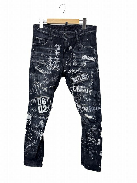 Rakuten - 【中古】ディースクエアード DSQUARED2 Graphity Tidy Biker Jean タイディー バイカー ジーン デニム パンツ S71LB0180 S30400 44 黒 ブラック ブランド古着ベクトル 中古●260530 メンズ