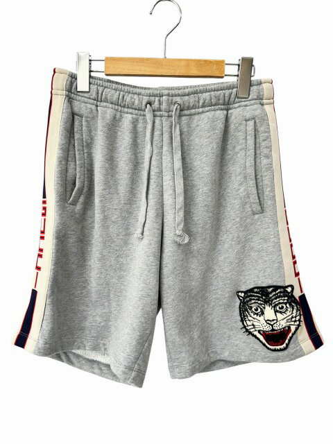 グッチ GUCCI 19SS TECHNICAL JERSEY SHORTS TIGER ロゴ タイガー テクニカル ジャージー スウェット ショート パンツ 497251 X9198 S グレー ブランド古着ベクトル 中古☆AA★260702 メンズ