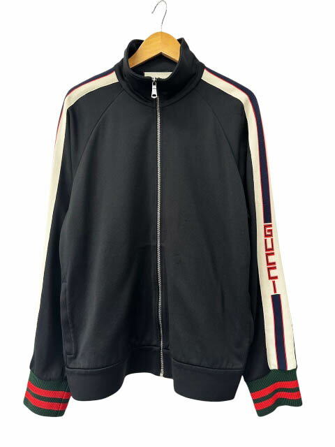 樂天商城 - 【中古】グッチ GUCCI 17AW ロゴ ライン テクニカル ジャージー トラック ジャケット 474634 X5T39 M 黒ブラック ブランド古着ベクトル 中古☆AA★260609 メンズ