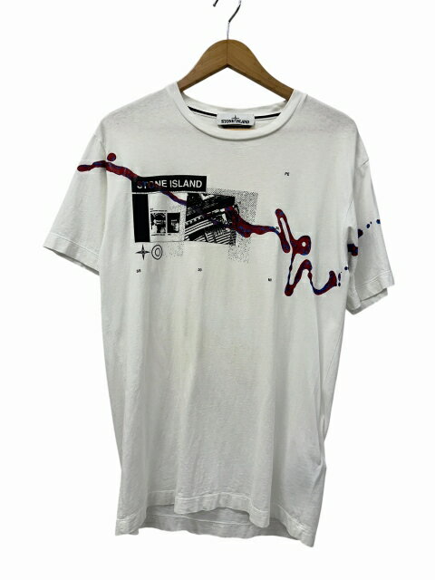 ストーンアイランド STONE ISLAND グラフィック プリント 半袖 Tシャツ 72152NS80 M 白 ホワイト ブランド古着ベクトル 中古 260621 メンズ