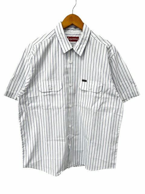 シュプリーム SUPREME 26SS Ghostface S/S Work Shirt Stripe ゴーストフェイス ストライプ 半袖ワーク シャツ M ホワイト ブルー ブランド古着ベクトル 中古☆AA★260714 メンズ  260714