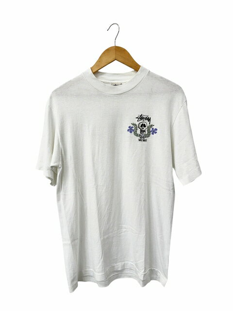 ステューシー STUSSY 90s OLD Skull Crest Tee オールド スカル プリント 半袖 Tシャツ M 白 ホワイト ブランド古着ベクトル 中古260706 メンズ