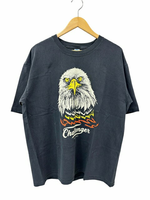 美品◇チャレンジャー Tシャツ M ヴィンテージ加工 ブラック ビッグ