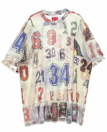 シュプリーム SUPREME 23SS JERSEY COLLAGE S/S TOP WHITE XL ジャージ カレッジ トップ Tシャツ ホワイト 総柄 半袖 240520 ☆AA★ メンズ  240520