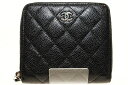 【中古】シャネル CHANEL マトラッセ ジップウォレット キャビアスキン ラウンドファスナー 二つ折り 財布 レザー ココマーク ブラック 【ブランド古着ベクトル】☆AA★▲■241124 レディース 【ベクトル 古着】 241124