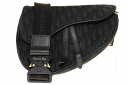 【中古】ディオール Dior オブリーク ジャカード サドルバッグ ショルダー ロゴ ボディバッグ ブラックキャンバス 【ブランド古着ベクトル】☆AA★●▲■2...