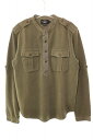 【中古】ダブルアールエル RRL L/S ARMY SHIRTS S 鹿の子 アーミー ワークシャツ ヘンリーネック カットソー エポレット ポケット オリーブ 【ブランド古着ベクトル】250425 メンズ 【ベクトル 古着】 250425(4)