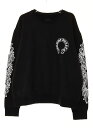 【中古】クロムハーツ CHROME HEARTS SWTSHRT PLVR BLACK Mサイズ バック ホースシュー 袖 フローラル プリント スウェット トレーナー ブラック 【ブランド古着ベクトル】☆AA★ 250514 メンズ 【ベクトル 古着】 250514