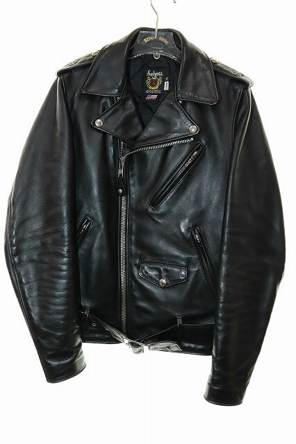 楽天ベクトル プリマベーラ店【中古】ショット SCHOTT 613UST VINTAGE ONESTAR LONG SIZE 34 7164 ダブルライダースジャケット ワンスター レザー 牛革 ブラック 【ブランド古着ベクトル】250604 メンズ 【ベクトル 古着】 250604