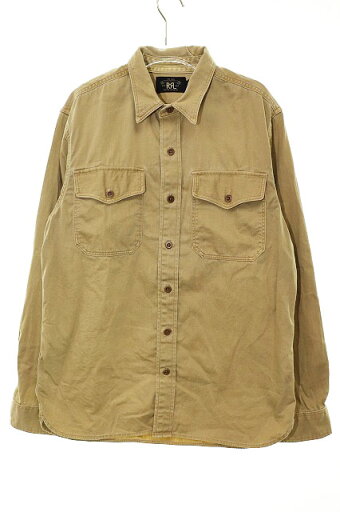 【中古】ダブルアールエル RRL WORKSHIRT M 55-S-10487-15-2RL ワークシャツ ポケット ベージュ 【ブランド古着ベクトル】●250627 メンズ 【ベクトル 古着】 250627