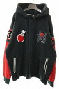 【中古】ナイキ NIKE JORDAN MARVIN THE MARTIAN MARS VARSITY HOODED JACKET NAVY XXL 716423-010 ジョーダン マービン バーシティ ボタンアップ パーカー ネイビー 【ブランド古着ベクトル】250703 メンズ 【ベクトル 古着】 250703