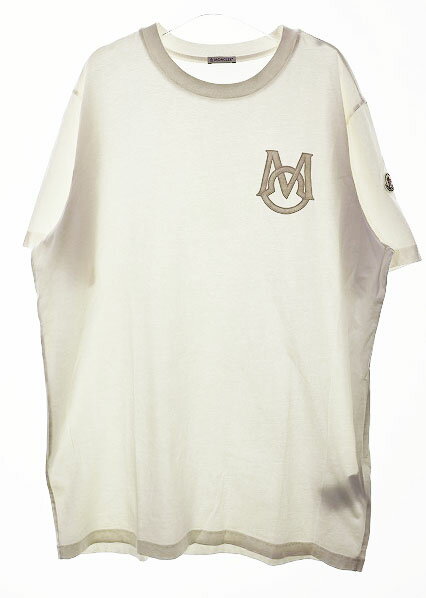 【中古】モンクレール MONCLER S/S LOGO T-SHIRT WHITE XXL K20918C00034 ロゴ パッチ Tシャツ ホワイト 半袖 刺繍 【ブランド古着ベクトル】☆AA★250925 メンズ 【ベクトル 古着】 250925
