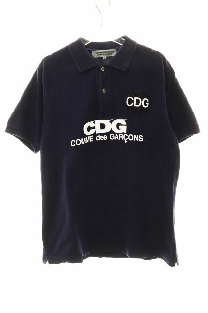 【中古】コムデギャルソン COMME des GARCONS GOOD DESIGN SHOP CDG NAVY M IO-T003 ポロ シャツ 半袖 ネイビー ロゴ 【ブランド古着ベクトル】260313 メンズ 【ベクトル 古着】 260313