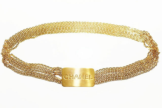 乐天商城 - 【中古】シャネル CHANEL ロゴ プレート チェーン ベルト ビンテージ 96A ゴールド 【ブランド古着ベクトル】☆AA★▲■260308 レディース 【ベクトル 古着】 260308
