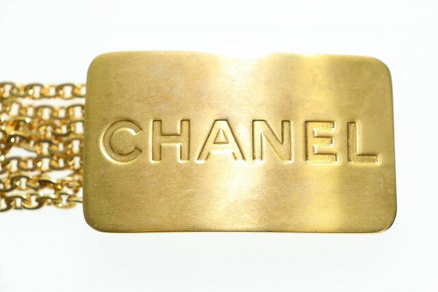 【中古】シャネル CHANEL ロゴ プレート チェーン ベルト ビンテージ 96A ゴールド...