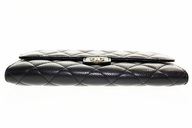【中古】シャネル CHANEL クラシック ロングフラップ ウォレット キャビアスキン マトラッセ 長財布 財布 ブラック 【ブランド古着ベクトル】☆AA★▲260207 メンズ レディース 【ベクトル 古着】 260207