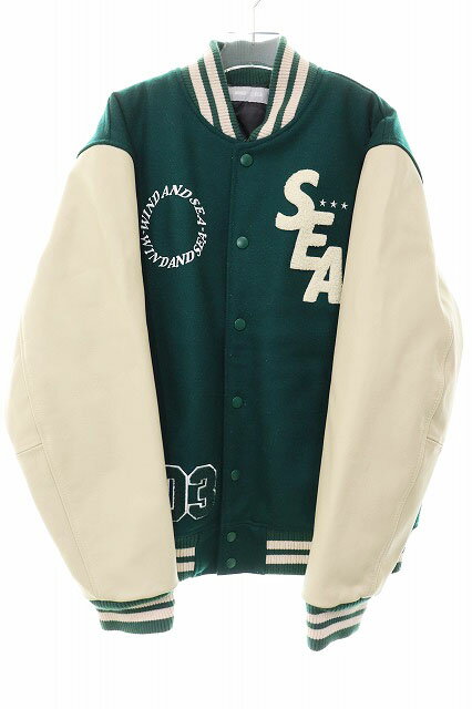 Rakuten - 【中古】ウィンダンシー WIND AND SEA BEYOUTH VARSITY JACKET GREEN L WDS-BYT-RS-02 3周年記念 バーシティジャケット スタジャン グリーン 緑 【ブランド古着ベクトル】☆AA★■260318 メンズ 【ベクトル 古着】 260318