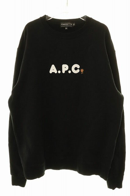【中古】アベイシングエイプ A BATHING APE × A.P.C. 22AW MILO ON APC WIDE CREWNECK BLACK 2XL 002SWI231901C マイロ ワイド クルー..
