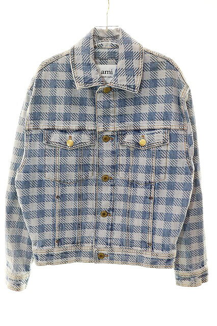 樂天商城 - 【中古】アミ アレクサンドル マテュッシ ami alexandre mattiussi 23SS チェック柄 デニムジャケット XS UJK204.DE0010 Gジャン インディゴ 【ブランド古着ベクトル】●260331 レディース 【ベクトル 古着】 260331
