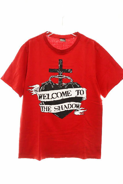 Rakuten - 【中古】ナンバーナイン NUMBER (N)INE 06SS ガンズ期 ダメージ加工 クロス ハート メッセージ プリント Tシャツ 半袖 レッド サイズ 2 WELCOME TO THE SHADOW 期 2006 日本製 【ブランド古着ベクトル】260417 メンズ 【ベクトル 古着】 260417