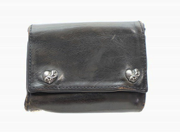 Rakuten - 【中古】クロムハーツ CHROME HEARTS 3FOLD 3フォールド ハートボタン レザー ウォレット ブラック 三つ折り 財布 【ブランド古着ベクトル】☆AA★ ▲ 260517 メンズ 【ベクトル 古着】 260517